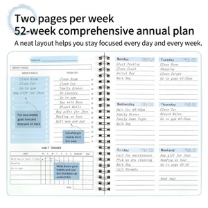 Detailansicht des A5 Spiral-Wochenplaners mit Notizen und praktischem Gewohnheits-Tracker.