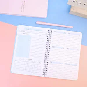 A5 Spiral Wochenplaner Notizbuch mit selbstausfüllbarem Terminplaner für Büro und Schule geeignet.