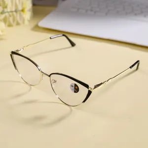 Trendy metal cat eye glasses frame women fashion clear lenses anti blue light eyewear