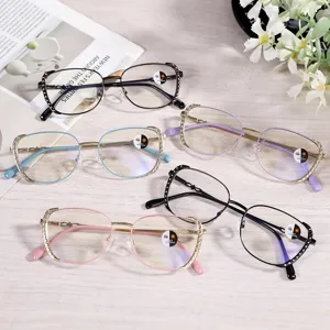 Fashion Women Metal Rhinestone Anti Blue Light Glasses Butterfly Frame Photochromic Blocking Eyeglasses Trend Clear Lens Glasses