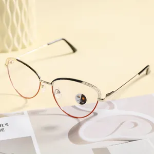 Metal cat eye anti-blue light glasses frame vintage optical eyewear for women detail