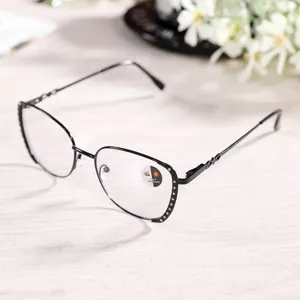 Metal rhinestone photochromic anti blue light glasses detail view fashion eyewear display