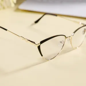 Metal cat-eye glasses frame women anti-blue light fashion optical spectacles trendy eyewear detail