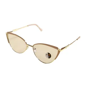 Fashion diamond cat-eye glasses frame, metal photochromic anti-blue light glasses for women