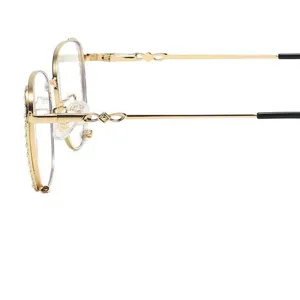 Women metal anti-blue light glasses stylish clear fashion eyewear frame gold design
