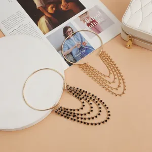 Elegant metal tassel arm cuff set with multi-layer chains for women fashion jewelry styling.