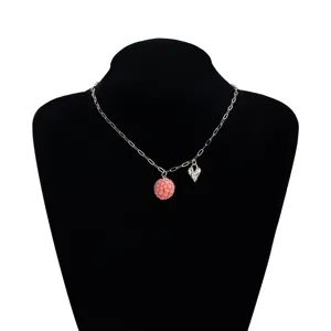 Fashion sweet raspberry pendant necklace with heart lock charm for women and girls daily wear.