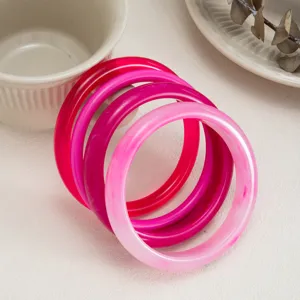Colorful stained transparent resin bangles, fashion arc smooth stackable bracelets for women.