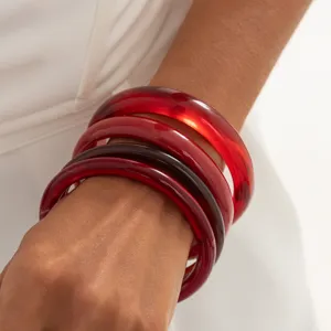 Colorful transparent resin bangle set for women fashion style stackable stack bracelet jewelry