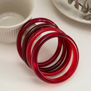 Translucent resin bangles set, colorful gradient stackable smooth round bracelets for women.