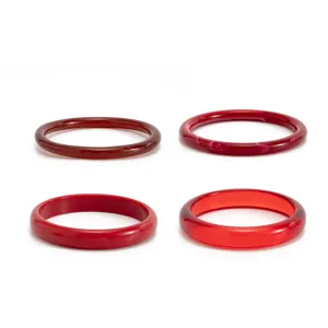 Fashion colorful stained transparent resin bangles set, minimalist glossy arc design jewelry.