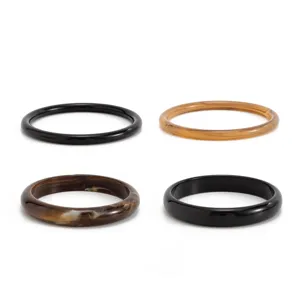 Fashion colorful resin bangles set, minimalist glossy smooth acrylic bracelets for women
