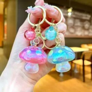 Llavero de setas colorido colgante de bolso de resina holográfica accesorio de moda chic