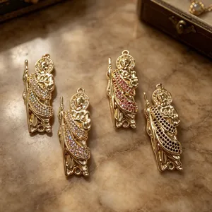18K Gold Plated Copper Saint Father Religious Figure Charm With Pave Zirconia For DIY Necklace Bracelet Jewelry Making