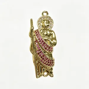 18K Gold Plated Religious Saint Pendant DIY Zircon Jewelry Necklace Bracelet Accessory