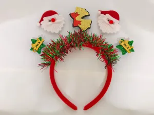 Weihnachten Stirnband Weihnachtsmann Stern Lametta Haarreif Party Festlich Haarschmuck