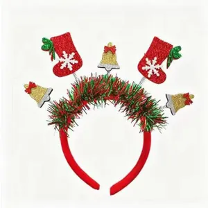 Weihnachten Haarreif Lametta rot gruen Party festlich Haarschmuck Kopfbedeckung Deko