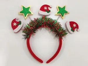 Weihnachten Haarreif grüner Stern rote Mütze Lametta festliche Party Haarschmuck Deko