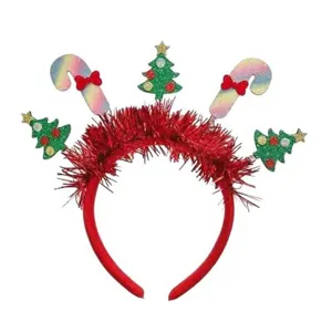 Weihnachts-Lametta-Haarreif mit süßen Bäumen und Zuckerstangen für festliche Party-Verkleidung.