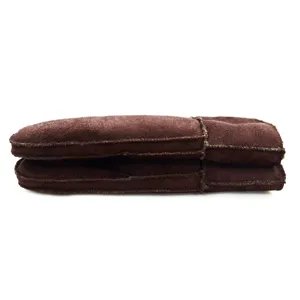 Winter warm women faux shearling mittens thick cozy brown suede gloves for cold weather protection