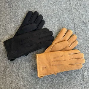 Men Women Genuine Shearling Leather Gloves Thick Warm Winter Sheepskin Cold Weather