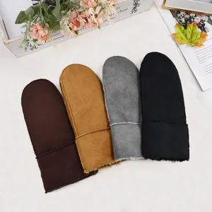Winter Warm Faux Sheepskin Gloves For Men Women Fleece Lined Mittens Five Finger Thermal Gloves Windproof Outdoor Fashion Gloves