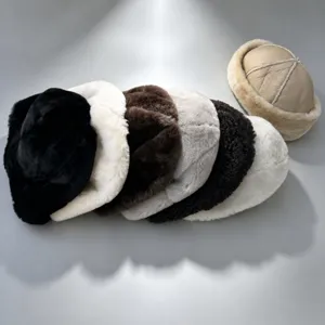 Bonnet miki en peau de mouton fait main hiver chaud polaire épais rétro docker casual