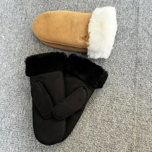 Winter warm snow plush thick sheepskin gloves windproof cold resistant outdoor gloves