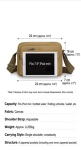 Men canvas shoulder bag casual multi-layer crossbody bag daily business messenger bag