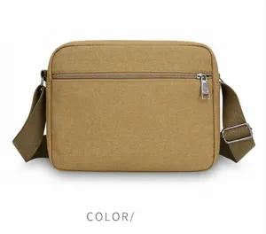 Men's multi-layer canvas shoulder bag casual business commuter daily crossbody bag