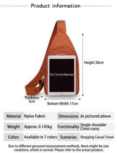 Women nylon chest bag casual crossbody bag multi-layer lightweight travel daypack new