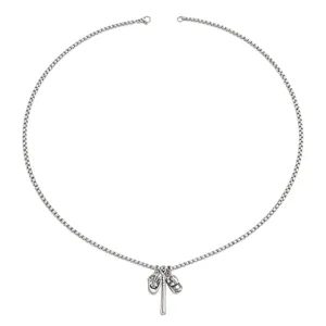 Collana con ciondoli da baseball in stile hip-hop con mazza e guanto per donna e uomo.