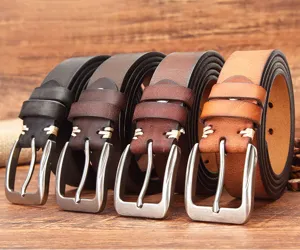 Ceinture en cuir véritable pour homme style vintage boucle ardillon pour jean classique.