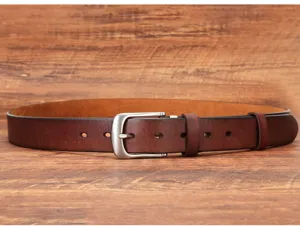 Ceinture en cuir véritable classique pour hommes et femmes, détail boucle ardillon.