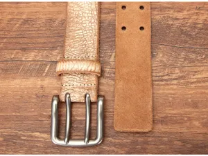 Cintura uomo vera pelle fibbia doppio ardiglione casual retro pelle bovina dettaglio
