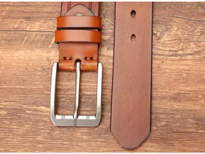 Ceinture en cuir véritable pour homme style vintage décontracté affaires boucle ardillon