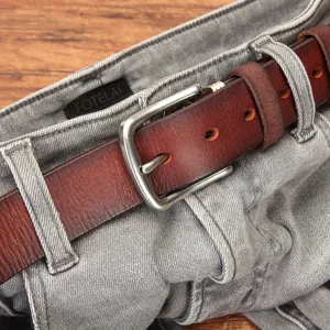 Klassieke heren echt lederen riem vintage stijl met metalen gesp, perfect voor jeans en dagelijks.