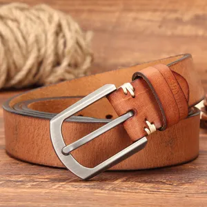 Ceinture homme vintage en cuir veritable style retro decontracté avec boucle ardillon