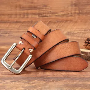 Ceinture homme en cuir de vachette véritable vintage avec boucle ardillon pour jean casual