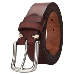 Heren echt leer vintage doorn gesp riem casual jeans rundleder riem hoge kwaliteit