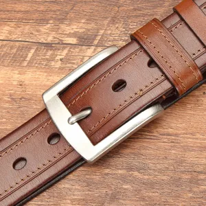 Ceinture en cuir véritable pour homme avec boucle ardillon style décontracté