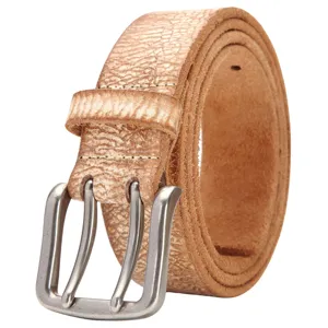 Cintura in vera pelle uomo casual vintage vacchetta fibbia doppia ardiglione marrone