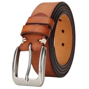 Ceinture en cuir véritable rétro casual pour homme boucle ardillon jean mode chic