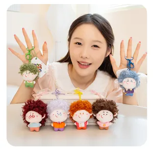 Cute fluffy hair plush doll keychain, adorable cartoon bag pendant accessory, perfect gift for girls.