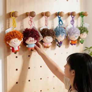 Fluffy doll plush keychain cute backpack charm fluffy toy pendant for girls bag accessory