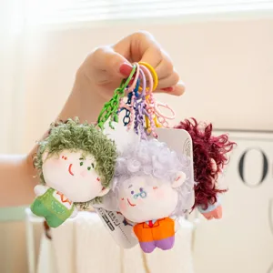 Cute fluffy doll plush keychain pendant bag charm cartoon toy cute gift key ring accessory