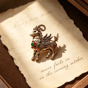 Vintage winged ram brooch antique gold animal pin for coat suit retro fashion jewelry accessory