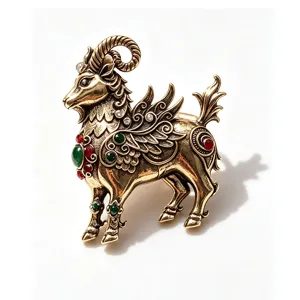 Vintage retro ram goat brooch, antique gold animal pin for coat suit, fashion jewelry.