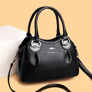 Women Elegant PU Leather Handbag Large Capacity Crossbody Shoulder Bag For Middle Aged Mama Gift Classic Litchi Pattern Satchel Bag