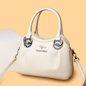 Elegant women's PU leather top-handle handbag, stylish shoulder messenger bag.